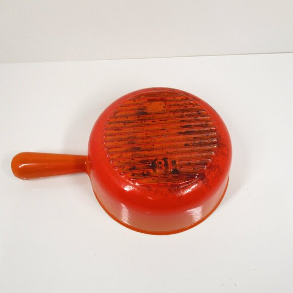 Vintage Le Creuset Cast Enamel Orange Pot Sauce Pan #18 NO Lid 7" - Picture 6 of 6